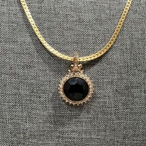 Plated 18KT Plated Yellow Gold Black Simulated,  Sapphire and CZ Diamonds.💖🥰💕